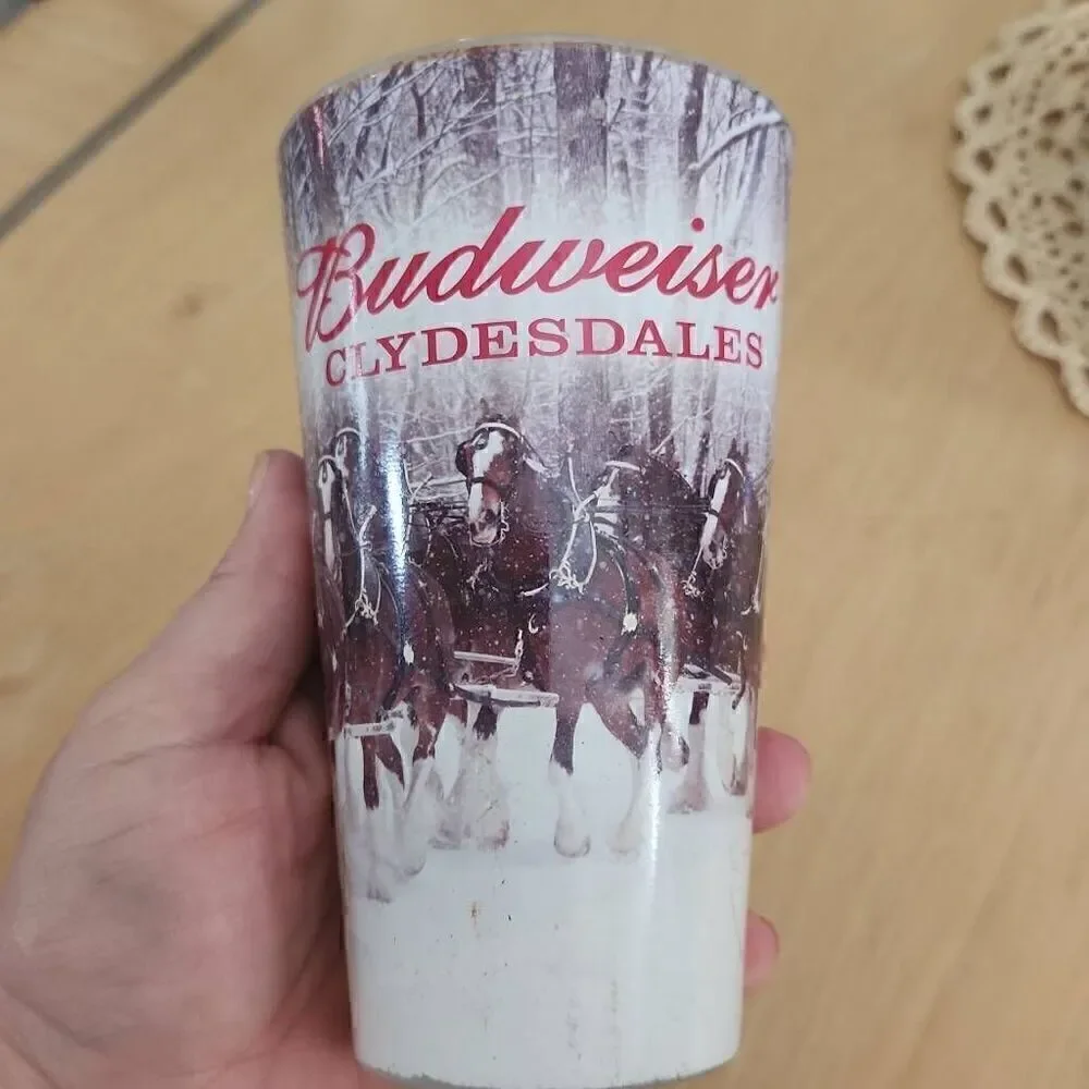 Vintage Budweiser Clydesdale frosted glasses set of 4